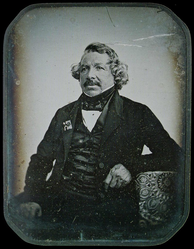 A portrait of Louis Daguerre, the 19th-century inventor known for developing the daguerreotype, an early form of photography.